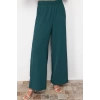 Womens Fashion Stylish Wide Leg Regular Length Long Sleeve Woven Bottom-Top Set
