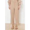 Womens Fashion Stylish Regular Length Long Sleeve Linen Look Woven Bottom-Top Set