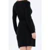Womens Fashion Stylish Midi Length Double Breasted Regular Gathered Draped Detail Long Sleeve Flexible Knitted Dress