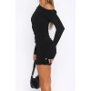 Women Fashion Stylish Mini Length Asymmetrical Neck Fitted Bodycon Knitted Short Dress