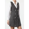 Women Fashion Stylish Mini Length V Neck Regular Tweed Fabric Vest Woven Dress