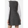 Women Fashion Stylish Mini Length V Neck Regular Tweed Fabric Vest Woven Dress
