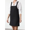 Women Fashion Stylish Mini Length Square Collar Regular Herringbone Vest Woven Dress