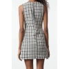 Women Fashion Stylish Mini Length Jacket Collar Regular Tweed Fabric Button Detailed Woven Vest Dress