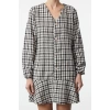 Women Fashion Stylish Mini Length V Neck Regular Tweed Fabric Flounce Woven Dress