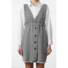 Women Fashion Stylish Mini Length V Neck Regular Tweed Fabric Vest Woven Dress
