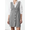 Women Fashion Stylish Mini Length V Neck Regular Tweed Fabric Vest Woven Dress