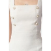 Women Fashion Stylish Mini Length Square Collar Slim Button Detailed Tweed Woven Dress