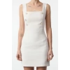 Women Fashion Stylish Mini Length Square Collar Slim Button Detailed Tweed Woven Dress