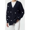 Women Fashion Stylish Hijab V Neck Low Sleeve Regular Heart Patterned Comfortable Pattern Knitwear Cardigan