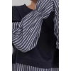 Women Fashion Stylish Regular Length Long Sleeve Color Block Striped Shirt Detailed Knitted Bottom Top Set