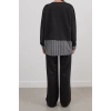 Women Fashion Stylish Regular Length Long Sleeve Striped Color Block Knitted Bottom Top Set
