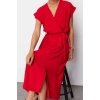 Kadın Moda Şık Maxi Boy Bisiklet Yaka Regular Dokuma Elbise
