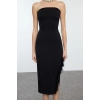 Women Fashion Stylish Midi Length Strapless Fitted Bodycon Otris Woven Dress