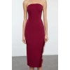 Women Fashion Stylish Midi Length Strapless Fitted Bodycon Otris Woven Dress