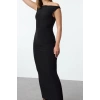 Women Fashion Stylish Midi Length Carmen Collar Fitted Dress