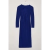 Women Fashion Stylish Midi Length Crew Neck Fitted Bodycon Cut Out Window Detail Knitted Dress