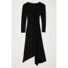 Womens Fashion Stylish Midi Length Crew Neck Fitted Hem Flounce Detailed Knitted Dress