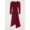 Womens Fashion Stylish Midi Length Crew Neck Fitted Hem Flounce Detailed Knitted Dress