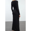 Kadın Moda Şık Midi Boy Bisiklet Yaka Fitted Elbise