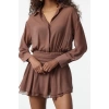 Women Fashion Stylish Mini Length Shirt Collar Fitted A-Line Ruffle Detailed Chiffon Woven Short Dress