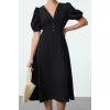 Women Fashion Stylish Midi Length V Neck Fitted Dress