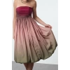 Women Fashion Stylish Midi Length Strapless Fitted Gradient Patterned Balloon Skirt Detailed Poplin Dress