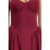 Kadın Moda Şık Midi Boy Kalp Yaka Fitted A-Kesim Poplin Dokuma Elbise