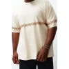 New Season Oversize Cotton Crew Neck Short Sleeve Ethnic Patterned Casual Plus Size T-Shirt