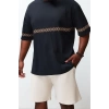 New Season Oversize Cotton Crew Neck Short Sleeve Ethnic Patterned Casual Plus Size T-Shirt