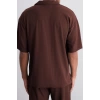 New Season Oversize Polyester Polo Collar Short Sleeve Textured Patterned Casual Plus Size T-Shirt