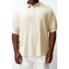 New Season Oversize Polyester Polo Collar Short Sleeve Textured Patterned Casual Plus Size T-Shirt