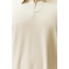 New Season Oversize Polyester Polo Collar Short Sleeve Textured Patterned Casual Plus Size T-Shirt