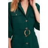 Kadın Moda Şık Mini Boy Ceket Yaka Regular Düz Kemerli Ceket Düğme Detaylı Dokuma Elbise