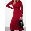 Women Fashion Stylish Midi Length Crew Neck Slim Knitted Dress