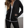 Kadın Kapüşonlu Reglan Kol Beyaz Biye ve Baş Parmak Delik Detaylı Örme Spor Sweatshirt