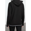 Kadın Kapüşonlu Reglan Kol Beyaz Biye ve Baş Parmak Delik Detaylı Örme Spor Sweatshirt