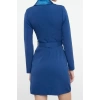 Kadın Moda Şık Mini Boy Ceket Yaka Regular Kemerli Dokuma Ceket Elbise