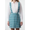 Women Fashion Stylish Mini Length Square Collar Regular Plaid Checked Woven Dress