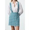 Women Fashion Stylish Mini Length Square Collar Regular Plaid Checked Woven Dress