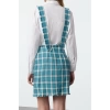 Women Fashion Stylish Mini Length Square Collar Regular Plaid Checked Woven Dress