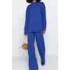 Womens Fashion Stylish Wide Leg Regular Length Long Sleeve Wide Cut Basic Knitwear Bottom-Top Set