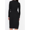 Women Fashion Stylish Midi Length Shirt Collar Slim Fit Polo Collar Ribbed Buttoned Flexible Knit Dress