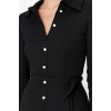 Women Fashion Stylish Midi Length Shirt Collar Slim Fit Polo Collar Ribbed Buttoned Flexible Knit Dress