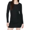Womens Fashion Mini Length Button Collar Slim Snap Detailed Fitted Elastic Knitted Pencil Dress