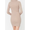 Kadın Moda Şık Mini Boy Polo Yaka Slim Vücuda Oturan Fitilli Esnek Örme Elbise