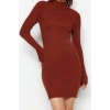 Women Fashion Stylish Mini Length Stand Collar Slim Knitwear Basic Dress