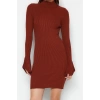 Women Fashion Stylish Mini Length Stand Collar Slim Knitwear Basic Dress