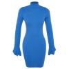 Women Fashion Stylish Mini Length Stand Collar Slim Knitwear Basic Dress