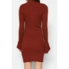 Women Fashion Stylish Mini Length Stand Collar Slim Knitwear Basic Dress